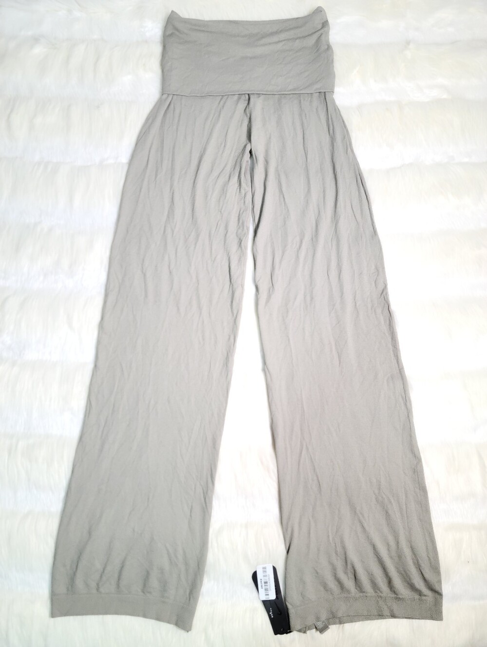 Nike SKIMS Stretch Knit Fold Over Wide Leg Pants Grey Dune XXS NEW
